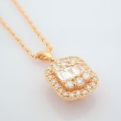 HRD Antwerp Certified 14K Rose/Pink Gold Diamond Necklace (Total 0.33 Ct. Stone) 14K Rose/Pink