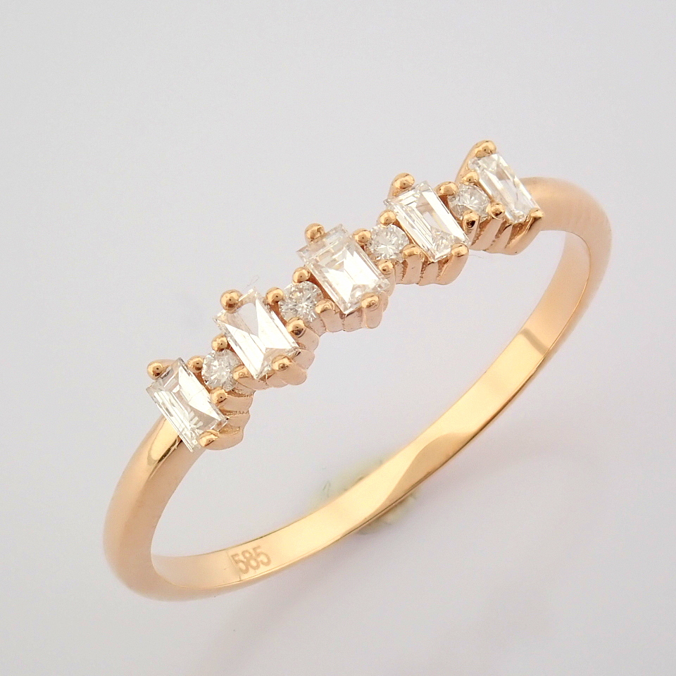 HRD Antwerp Certified 14K Rose/Pink Gold Baguette Diamond & Diamond Ring (Total 0.18 Ct. Ston... 14K - Image 6 of 9