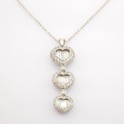 HRD Antwerp Certified 14K White Gold Diamond Necklace (Total 1.36 Ct. Stone) 14K White Gold Necklace