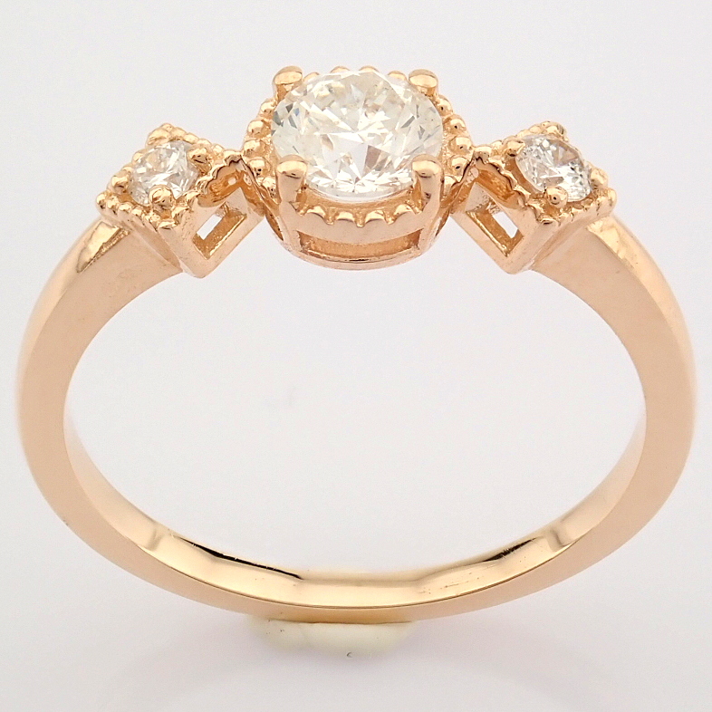 HRD Antwerp Certified 14k Rose/Pink Gold Diamond Ring (Total 0.49 Ct. Stone) 14k Rose/Pink Gold Ring - Image 5 of 12