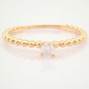 HRD Antwerp Certified 14K Rose/Pink Gold Diamond Ring (Total 0.13 Ct. Stone) 14K Rose/Pink Gold Ring