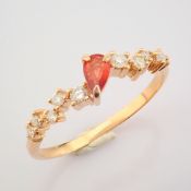 HRD Antwerp Certified 14K Rose/Pink Gold Diamond & Orange Sapphire Ring (Total 0.36 Ct. Stone... 14K