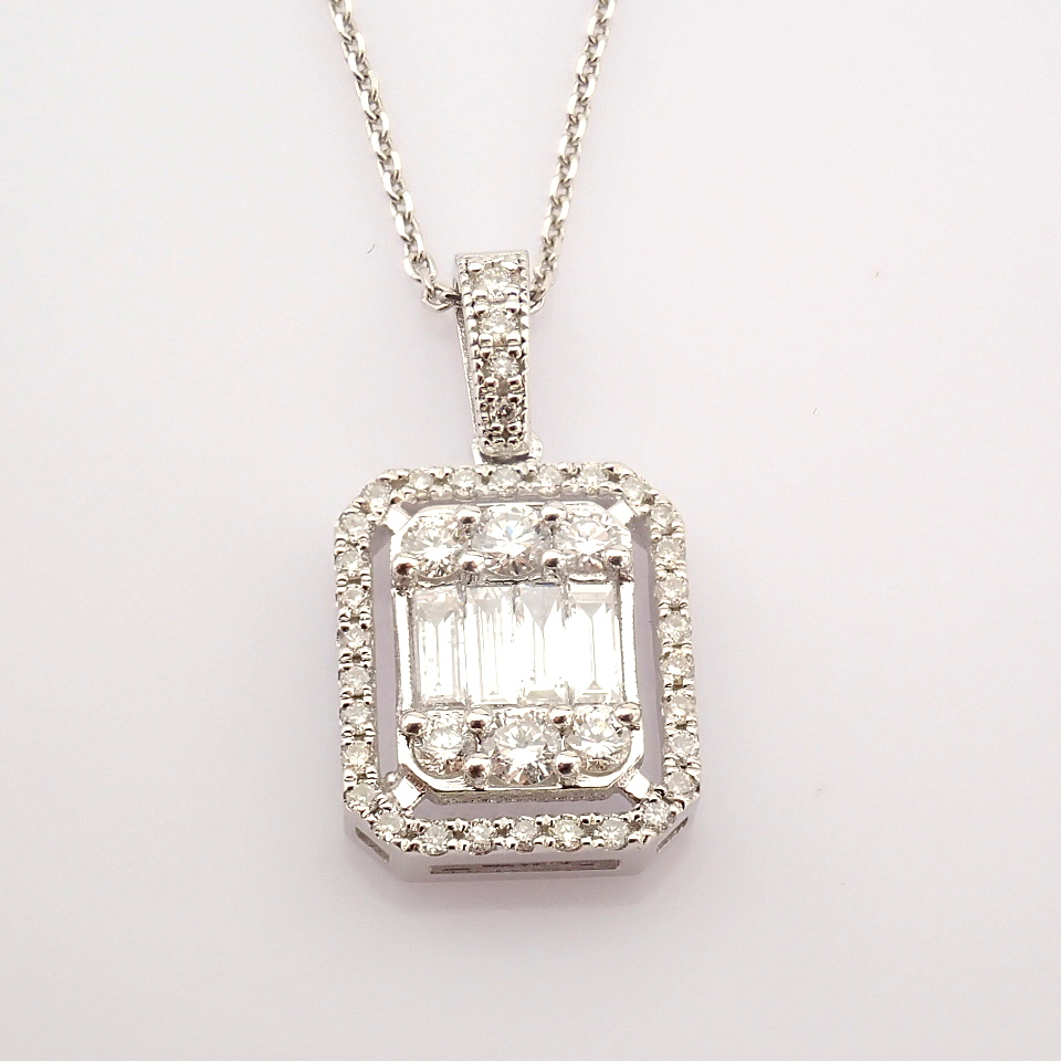 HRD Antwerp Certified 14k White Gold Diamond Pendant (Total 0.6 Ct. Stone) 14k White Gold Pendant - Image 8 of 13