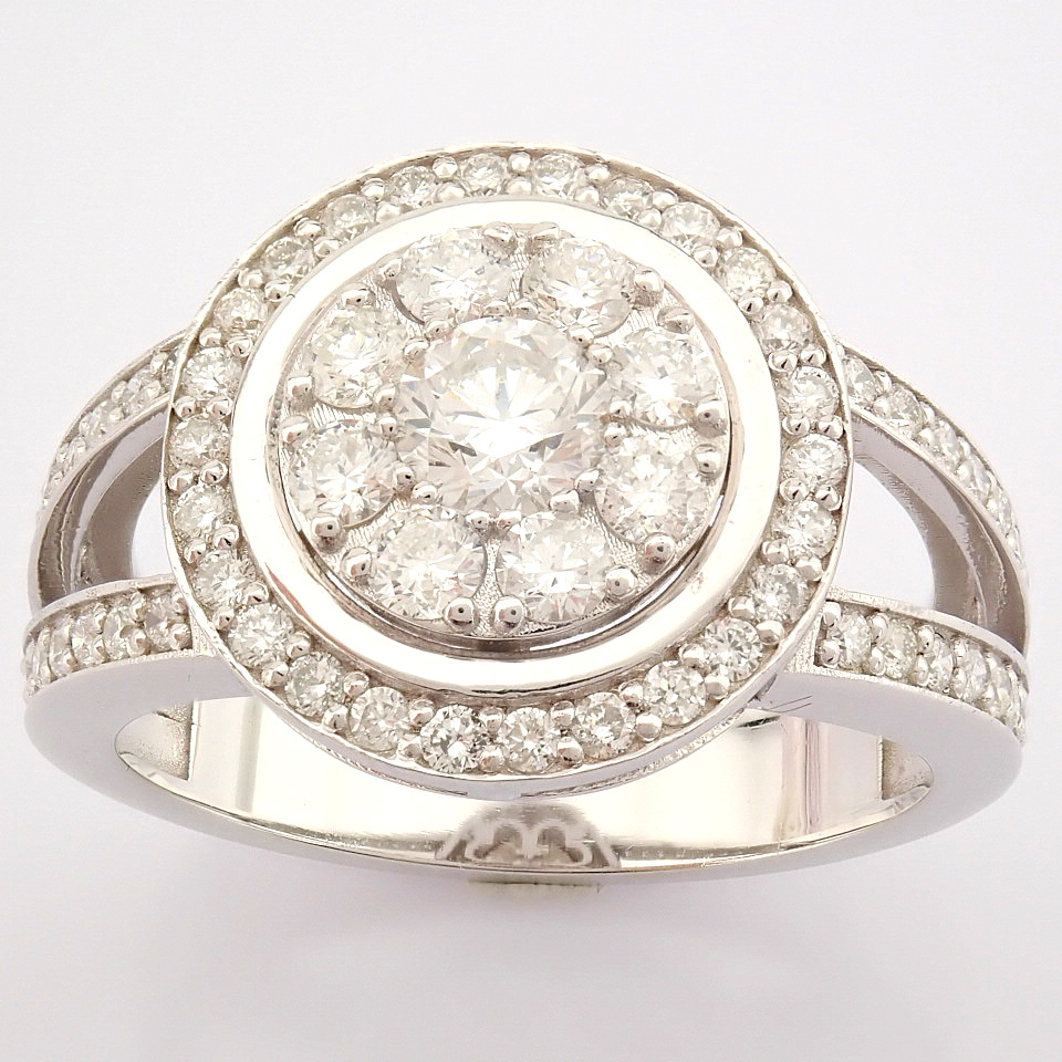 HRD Antwerp Certified 18K White Gold Diamond Ring (Total 1.09 Ct. Stone) 18K White Gold Ring - Image 12 of 13