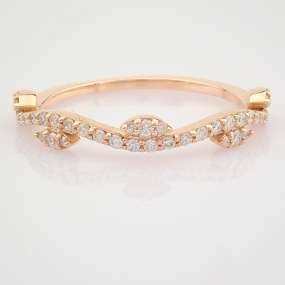 HRD Antwerp Certified 14K Rose/Pink Gold Diamond Ring (Total 0.21 Ct. Stone) 14K Rose/Pink Gold Ring - Image 2 of 10