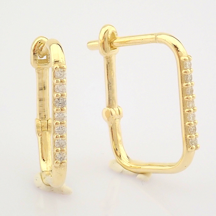 HRD Antwerp Certified 14K Yellow Gold Diamond Earring (Total 0.16 Ct. Stone) 14K Yellow Gold Earring - Image 3 of 9