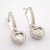 HRD Antwerp Certified 14K White Gold Diamond Earring (Total 0.59 Ct. Stone) 14K White Gold Earring