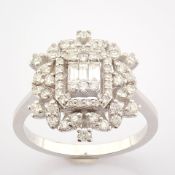 HRD Antwerp Certified 14K White Gold Diamond Ring (Total 0.64 Ct. Stone) 14K White Gold Ring