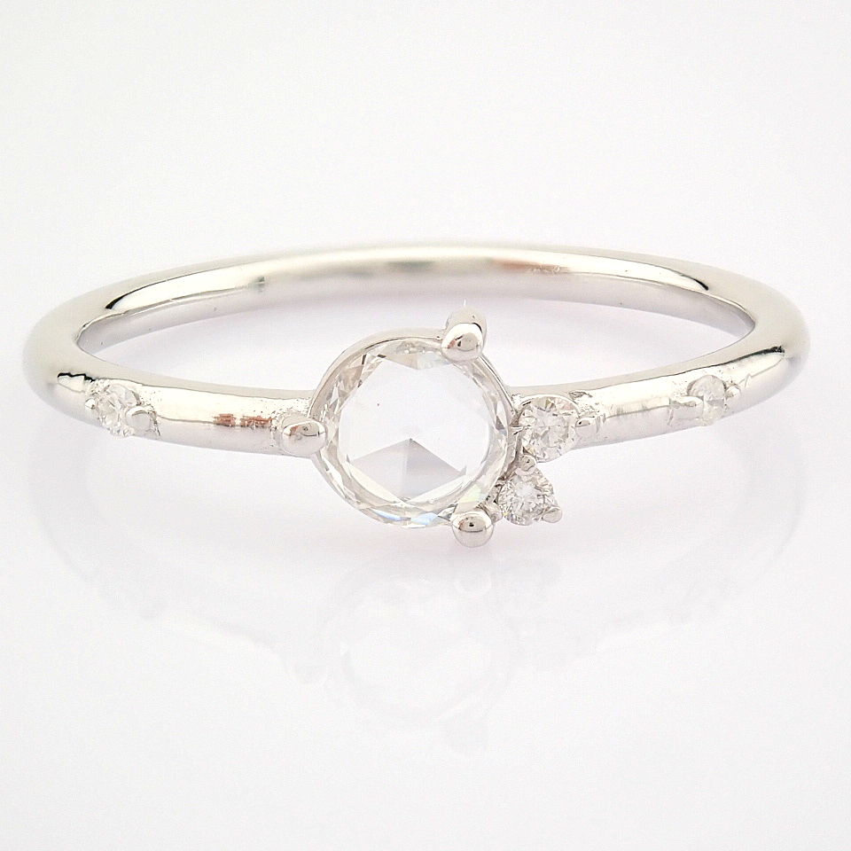 HRD Antwerp Certified 14K White Gold Diamond Ring (Total 0.22 Ct. Stone) 14K White Gold Ring - Image 11 of 12
