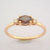 HRD Antwerp Certified 14K Rose/Pink Gold Brown Diamond & Diamond Ring (Total 0.45 Ct. Stone) 14K