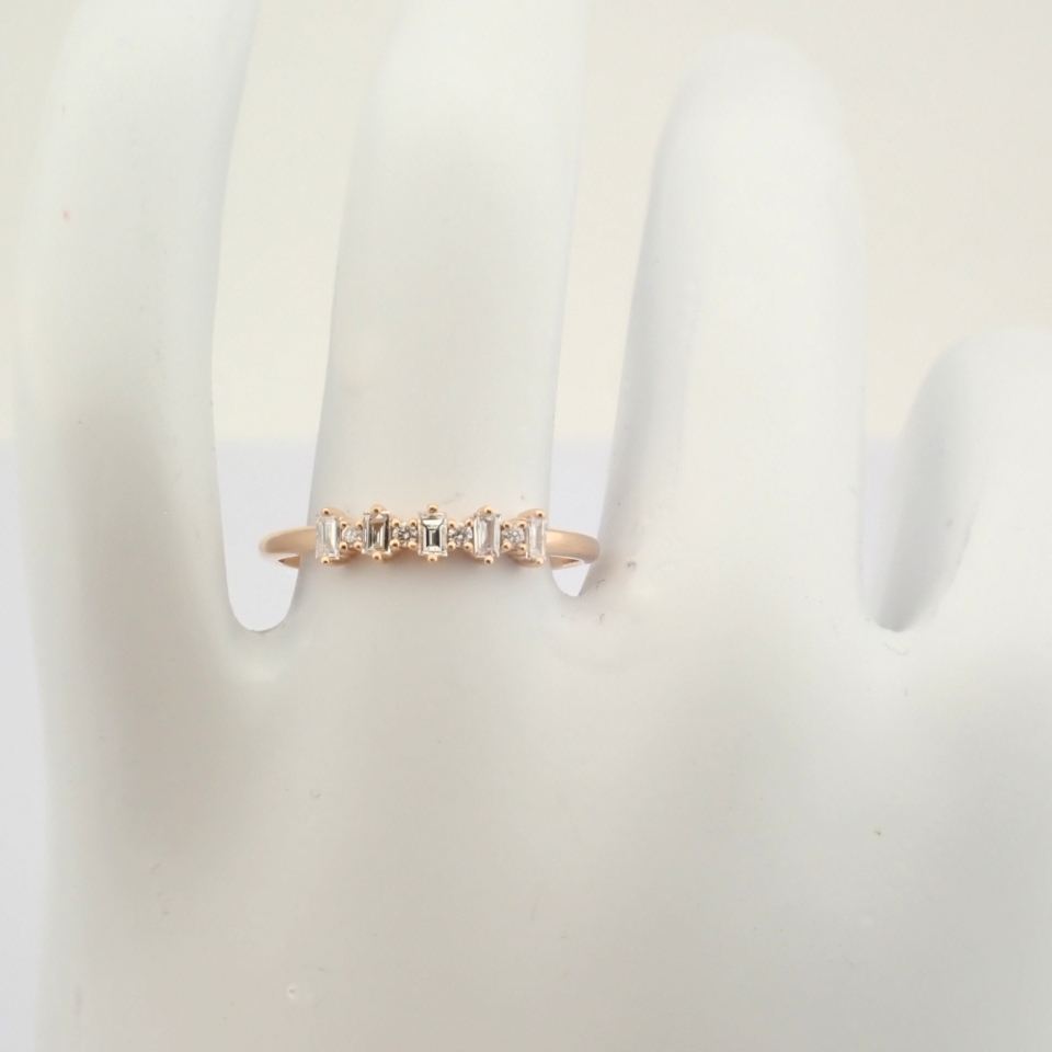 HRD Antwerp Certified 14K Rose/Pink Gold Baguette Diamond & Diamond Ring (Total 0.18 Ct. Ston... 14K - Image 8 of 9