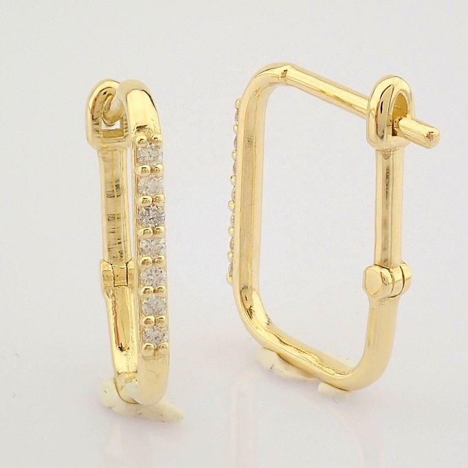 HRD Antwerp Certified 14K Yellow Gold Diamond Earring (Total 0.16 Ct. Stone) 14K Yellow Gold Earring - Image 4 of 9