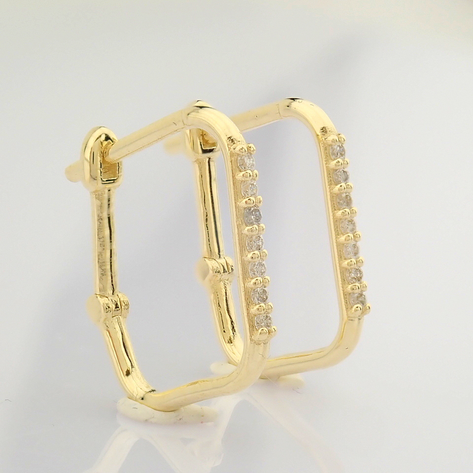 HRD Antwerp Certified 14K Yellow Gold Diamond Earring (Total 0.16 Ct. Stone) 14K Yellow Gold Earring - Image 2 of 9