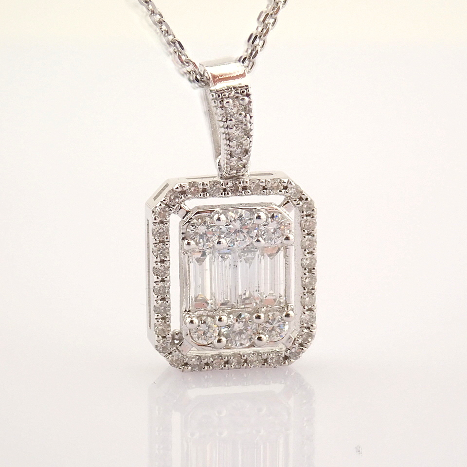 HRD Antwerp Certified 14k White Gold Diamond Pendant (Total 0.6 Ct. Stone) 14k White Gold Pendant - Image 4 of 13