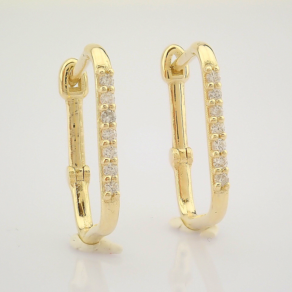HRD Antwerp Certified 14K Yellow Gold Diamond Earring (Total 0.16 Ct. Stone) 14K Yellow Gold Earring