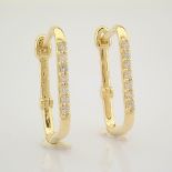 HRD Antwerp Certified 14K Yellow Gold Diamond Earring (Total 0.16 Ct. Stone) 14K Yellow Gold Earring