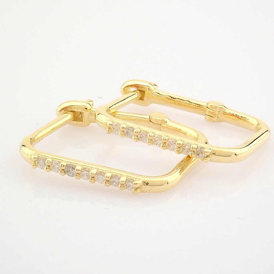 HRD Antwerp Certified 14K Yellow Gold Diamond Earring (Total 0.16 Ct. Stone) 14K Yellow Gold Earring - Image 5 of 9