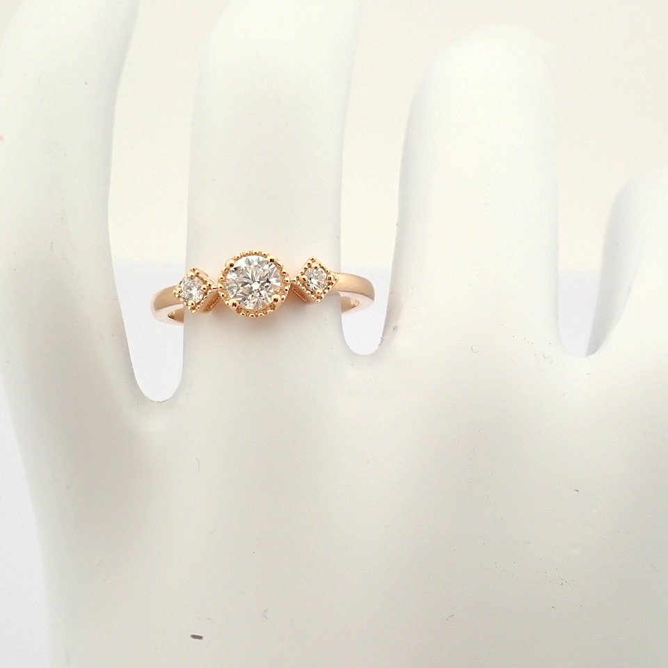 HRD Antwerp Certified 14k Rose/Pink Gold Diamond Ring (Total 0.49 Ct. Stone) 14k Rose/Pink Gold Ring - Image 12 of 12