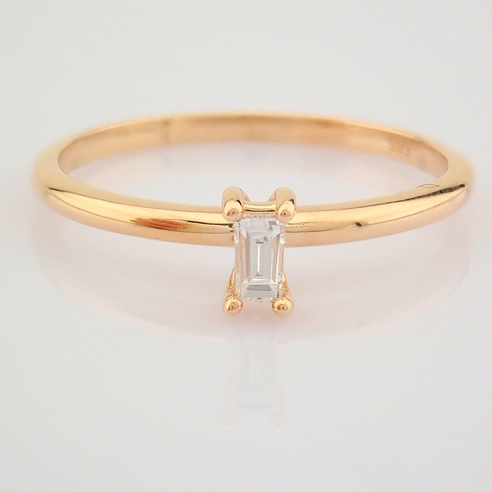 HRD Antwerp Certified 14K Rose/Pink Gold Baguette Diamond Ring (Total 0.08 Ct. Stone) 14K Rose/