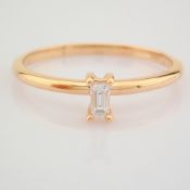 HRD Antwerp Certified 14K Rose/Pink Gold Baguette Diamond Ring (Total 0.08 Ct. Stone) 14K Rose/