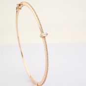 HRD Antwerp Certified 14K Rose/Pink Gold Diamond Bracelet (Total 0.37 Ct. Stone) 14K Rose/Pink