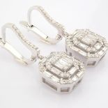 HRD Antwerp Certified 14K White Gold Diamond Earring (Total 0.93 Ct. Stone) 14K White Gold Earring