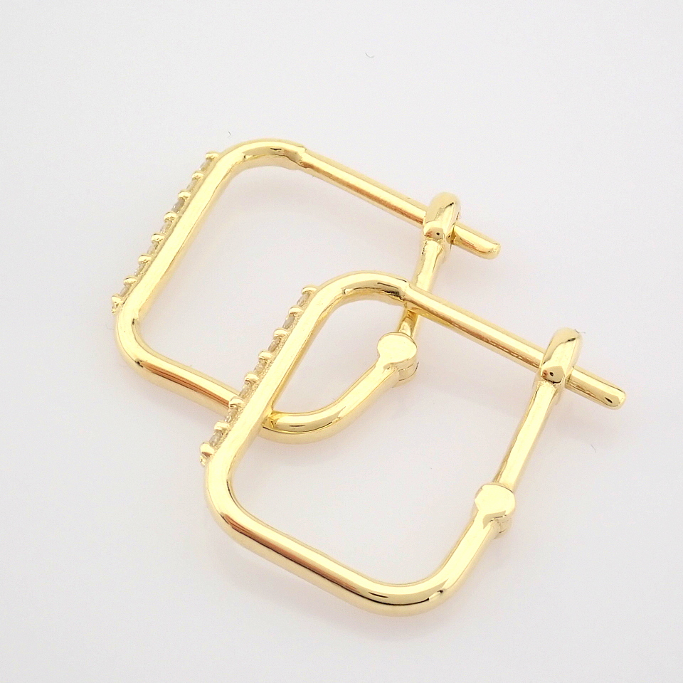 HRD Antwerp Certified 14K Yellow Gold Diamond Earring (Total 0.16 Ct. Stone) 14K Yellow Gold Earring - Image 6 of 9