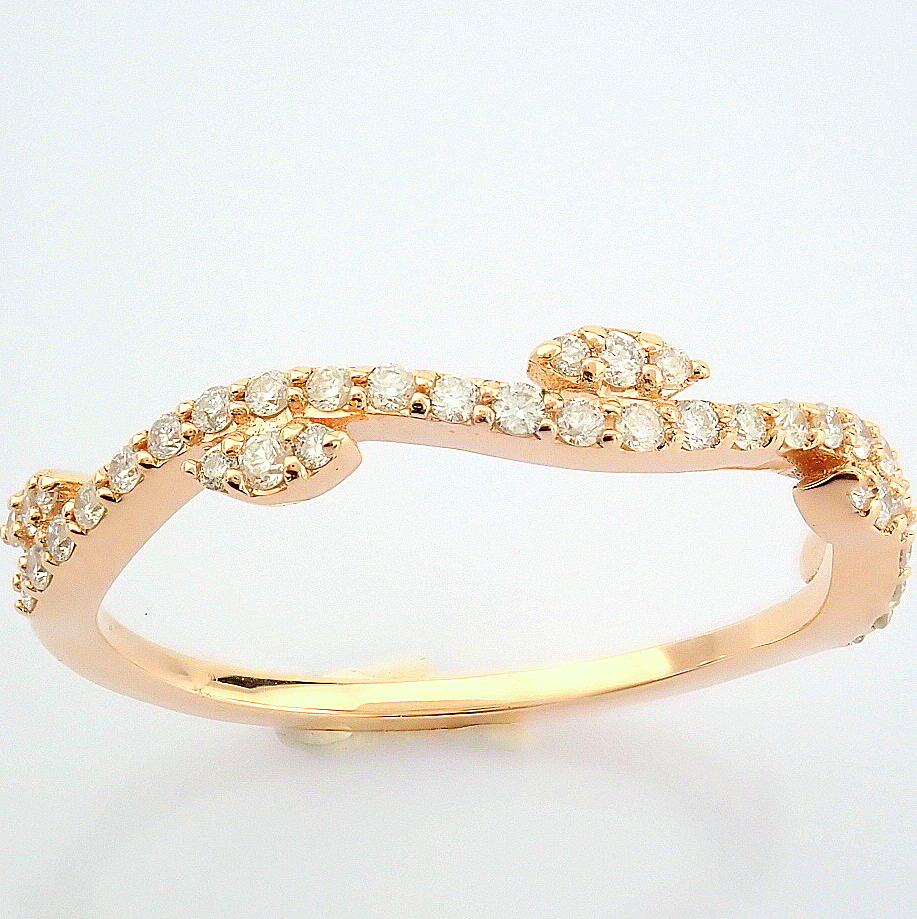 HRD Antwerp Certified 14K Rose/Pink Gold Diamond Ring (Total 0.21 Ct. Stone) 14K Rose/Pink Gold Ring - Image 5 of 10