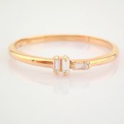 HRD Antwerp Certified 14K Rose/Pink Gold Baguette Diamond Ring (Total 0.09 Ct. Stone) 14K Rose/