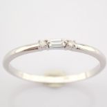 HRD Antwerp Certified 14K White Gold Baguette Diamond & Diamond Ring (Total 0.05 Ct. Stone) 14K