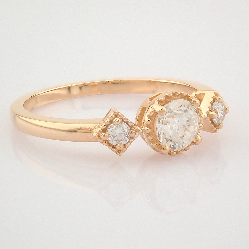 HRD Antwerp Certified 14k Rose/Pink Gold Diamond Ring (Total 0.49 Ct. Stone) 14k Rose/Pink Gold Ring - Image 10 of 12