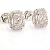 HRD Antwerp Certified 14k White Gold Diamond Earring (Total 0.34 Ct. Stone) 14k White Gold Earring