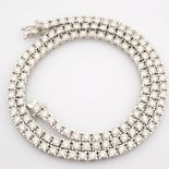 HRD Antwerp Certified 18K White Gold Diamond Necklace (Total 11.1 Ct. Stone) 18K White Gold Necklace