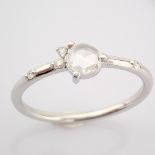HRD Antwerp Certified 14K White Gold Diamond Ring (Total 0.22 Ct. Stone) 14K White Gold Ring