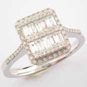 HRD Antwerp Certified 14K White Gold Diamond Ring (Total 0.53 Ct. Stone) 14K White Gold Ring