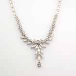 HRD Antwerp Certified 14K White Gold Diamond Necklace (Total 1.06 Ct. Stone) 14K White Gold Necklace