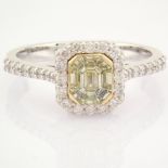 HRD Antwerp Certified 14K Yellow and White Gold Fancy Diamond & Diamond Ring (Total 0.65 Ct. ... 14K