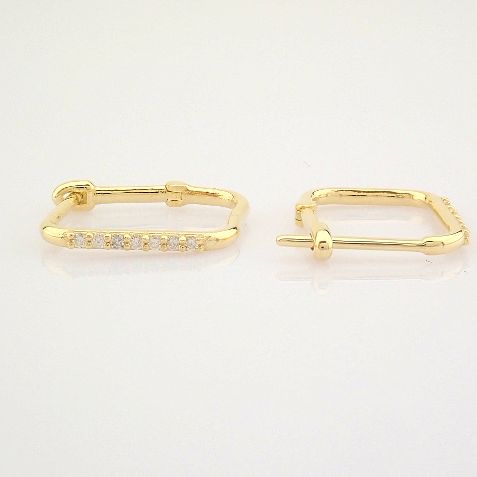 HRD Antwerp Certified 14K Yellow Gold Diamond Earring (Total 0.16 Ct. Stone) 14K Yellow Gold Earring - Image 7 of 9