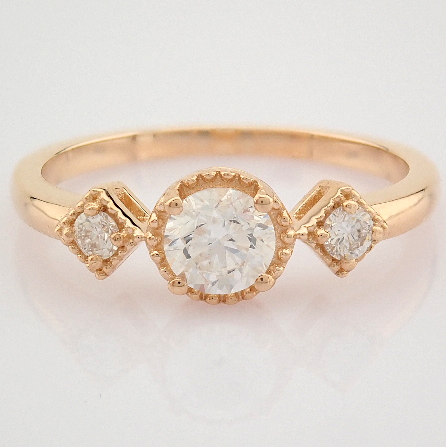 HRD Antwerp Certified 14k Rose/Pink Gold Diamond Ring (Total 0.49 Ct. Stone) 14k Rose/Pink Gold Ring - Image 8 of 12