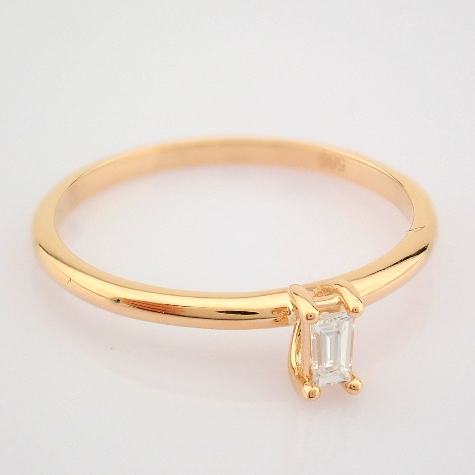 HRD Antwerp Certified 14K Rose/Pink Gold Baguette Diamond Ring (Total 0.08 Ct. Stone) 14K Rose/ - Image 2 of 8