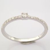 HRD Antwerp Certified 14K White Gold Diamond Ring (Total 0.11 Ct. Stone) 14K White Gold Ring