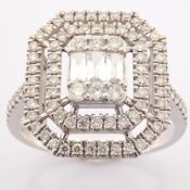 HRD Antwerp Certified 14K White Gold Diamond Ring (Total 0.69 Ct. Stone) 14K White Gold Ring