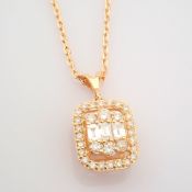 HRD Antwerp Certified 14K Rose/Pink Gold Diamond Necklace (Total 0.37 Ct. Stone) 14K Rose/Pink