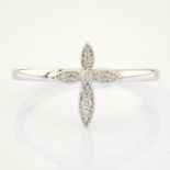 HRD Antwerp Certified 14K White Gold Diamond Ring (Total 0.05 Ct. Stone) 14K White Gold Ring