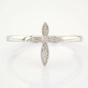 HRD Antwerp Certified 14K White Gold Diamond Ring (Total 0.05 Ct. Stone) 14K White Gold Ring