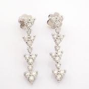 HRD Antwerp Certified 14K White Gold Diamond Earring (Total 0.79 Ct. Stone) 14K White Gold Earring