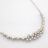 HRD Antwerp Certified 18K White Gold Diamond Necklace (Total 0.9 Ct. Stone) 18K White Gold