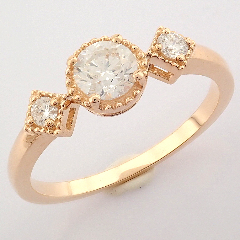HRD Antwerp Certified 14k Rose/Pink Gold Diamond Ring (Total 0.49 Ct. Stone) 14k Rose/Pink Gold Ring - Image 6 of 12