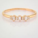 HRD Antwerp Certified 14K Rose/Pink Gold Baguette Diamond & Diamond Ring (Total 0.15 Ct. Ston... 14K