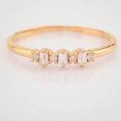 HRD Antwerp Certified 14K Rose/Pink Gold Baguette Diamond & Diamond Ring (Total 0.15 Ct. Ston... 14K